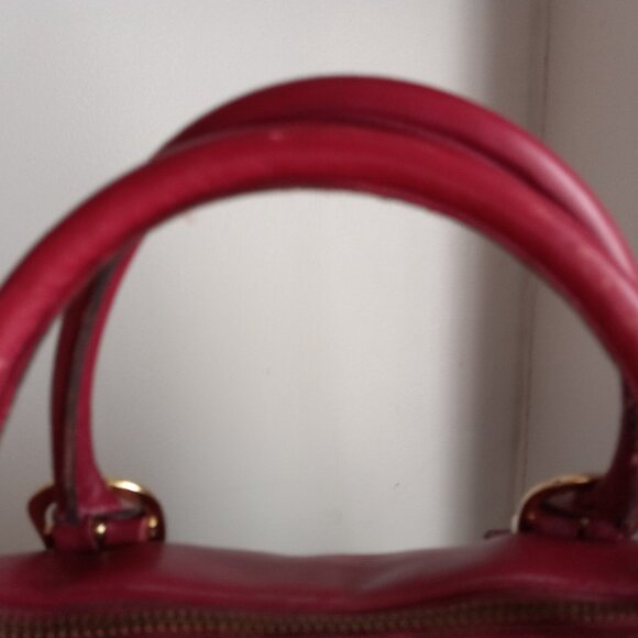 VINTAGE 80S 90S CROUCH & FITZGERALD BURGUNDY LEATHER BARREL PURSE BAG - Picture 5 of 9